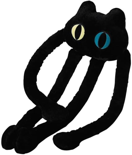 OUKEYI Plüschkissen mit langen Beinen, Oktopus, 100 cm, niedliche schwarze Katze, Stofftiere, Kawaii, weiches schwarzes Katzen-Plüschtier, Geschenk für Männer, Frauen, Kinder