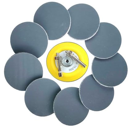 Wanmutrun 75mm Imperméable Papier Abrasif Set Hook and Loop 90pcs Grain800 Carbure de Silicium Disques abrasifs Convient pour les Petites Machines à Polir