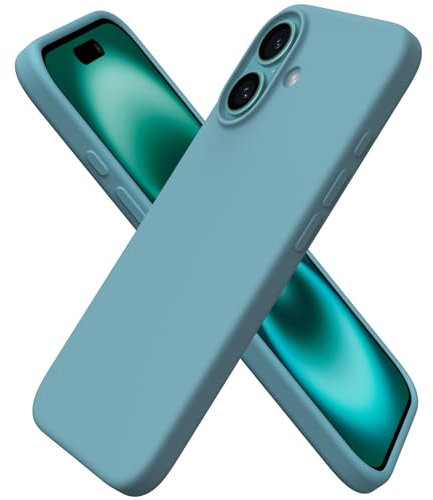 ORNARTO für iPhone 16 Hülle Silikon 6,1 Zoll, dünne Handyhülle iPhone 16 aus flüssigem Silikon, Kratzfeste und stoßfeste Schutzhülle iPhone 16 Hülle(2024) - Blaugrün