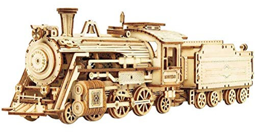 Dampfzug-3D-Puzzle aus Holz, Modellbausatz für LKW-Lokomotive, 3D-Puzzle aus Holz, Selbstmontierender Mechanischer Bausatz (Zug)