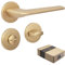 APECS Tirador de puerta interior moderno para puerta de casa y puerta interior con rosetas cuadradas, manija de puerta dorada mate, juego de manillas con material de fijación, herrajes para puerta
