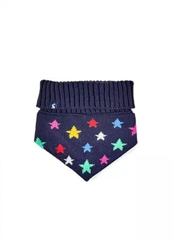 Joules Knitted Neckerchief Bandana Scarf for Dogs - Star Intarsia design in Navy Blue - Size Large