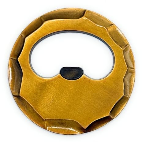 Golf Ball Marker Bottle Opener, Stamped Metal (Gold)