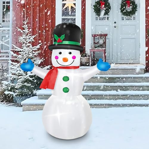 Supfine 120 cm aufblasbarer Schneemann, Weihnachten, mit LED-Lichtern, Weihnachtsdekoration für den Außenbereich, aufblasbar, Schneemann, Weihnachtsdekoration für Rasen, Garten