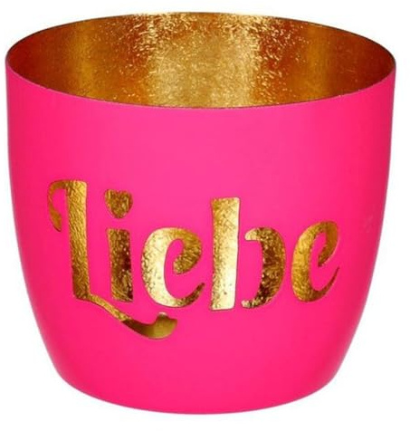 Gift Company Madras, Windlicht, M, Motiv: Liebe, hot pink/Gold