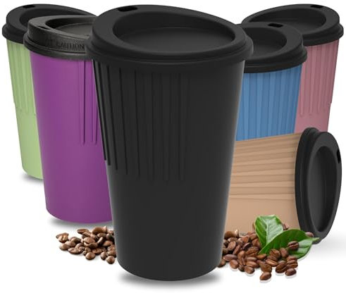 Personalisierter Kaffeebecher to go 300 ml - Becher mit Deckel & Riffel-Optik als Hitzeschutz - Trinkbecher BPA-frei - Made in Germany Travel Mug fürs Büro, Auto & Uni, Farbe:schwarz