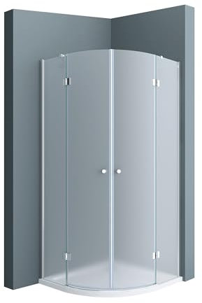 doporro Duschkabine 90x90 viertelkreis Dusche Duschabtrennung ESG-Sicherheitsglas Satiniert inkl. Easy-Clean-Beschichtung Ravenna02VS