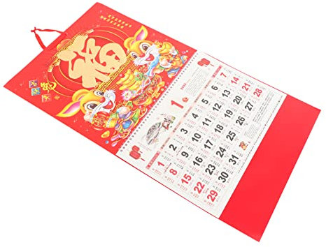 OFFSCH Bürokalender Chinesischer Mondkalender 2023 Jahr Wandkalender Dekorative Funktionale