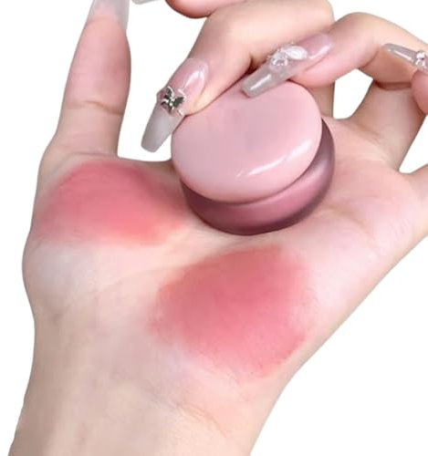 Blush Lip Cream, Lip and Cheek Blurry Pudding Pot, Korean Pudding Pot Blush with Applicator Stick, Multi-Use Blurring Makeup Blush/Lip Balm Pots