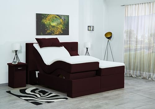 Boxspringbett Lapi 240x220, VS-Brombeere, 7-Zohnen Taschenfederkernmatratze, Ergoflex - Inklusive Aufbau - Deutscher Hersteller