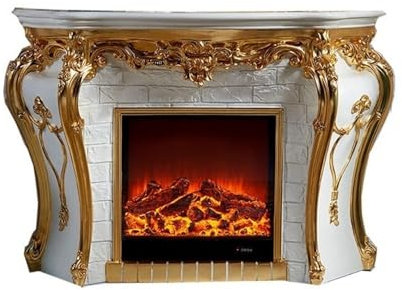 Wohnzimmer 57 Dekorativer Kamin mit amerikanischem Retro-Kaminsims, freistehender elektrischer Kamin mit LED-Flamme und realistischer Flamme Dekoration