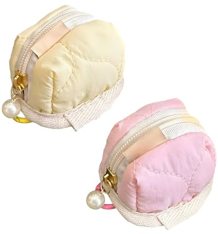 Soft Cotton Mini Earphone Purse for AirPods & Lipstick–Cute Fluffy Bunny Coin Purse with Zipper,Portable Plush Earphone Case,Soft Plush Bag for Jewelry,Coins & More,Outdoor, Travel,Fitness (2pcs-f)