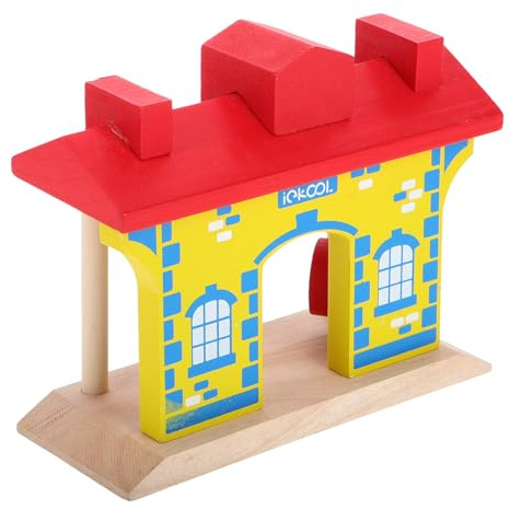 TOYANDONA Holzeisenbahn Spielzeugeisenbahn Spielset mit Holz Gleisverbinder und Bahnhofsbarriere Interaktives Lernspielzeug für Kinder zum Bauen von Bahnstrecken