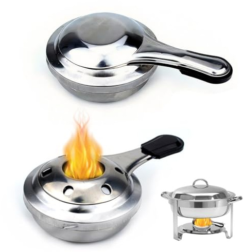 yolzhxe 2 Piezas Mini Quemadores de Alcohol, Quemador de Fondue | Acero Inoxidable, Mini Quemador de Estufa de Alcohol Portátil, para Ollas Calientes al Aire Libre, Campamentos y Picnics