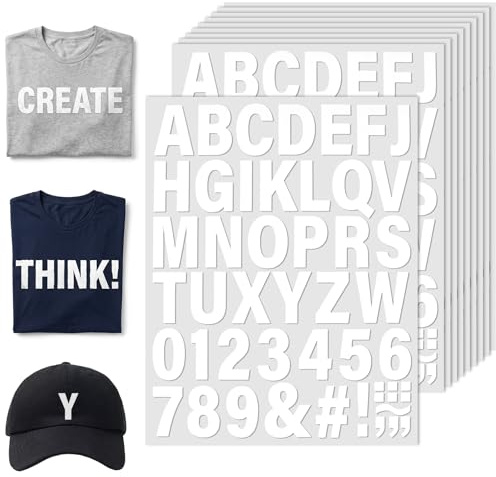 HJZHII 10Sheets White Iron on Letters for Clothing, 2 Inch Heat Transfer Letters Stickers Iron on Vinyl Letter DIY Clothes Patches for DIY Printing Craft Clothing T-Shirt Jersey