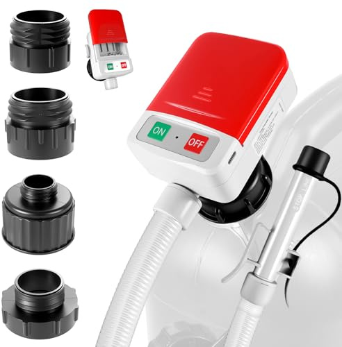 Pompe Électrique pour Carburant avec Stop Automatique, 3,2 GPM (12 L/min) Adaptateur 4 Tailles | Tuyau 1.3m pour Essence, Gaz, Diesel | Fonctionnement via USB