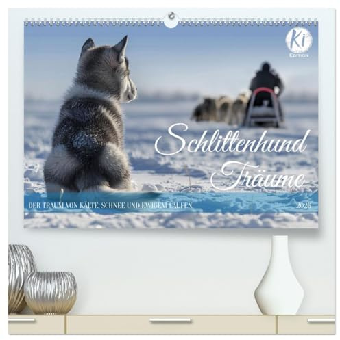 Schlittenhund Träume (hochwertiger Premium Wandkalender 2026 DIN A2 quer), Kunstdruck in Hochglanz: Eine Hommage an Siberian Husky, Alaskan Malamute, Samojede und Co (CALVENDO Tiere)