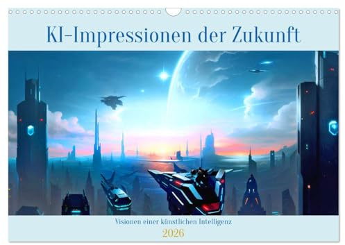 KI-Impressionen der Zukunft (Wandkalender 2026 DIN A3 quer), CALVENDO Monatskalender: Wie stellt siche eine künstliche Intelligenz die Zukunft vor? (CALVENDO Kunst)