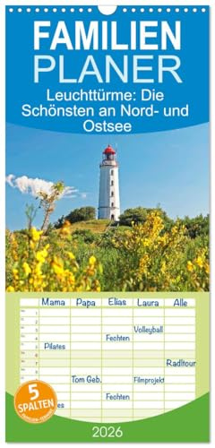 Familienplaner 2026 - Leuchttürme: Die Schönsten an Nord- und Ostsee mit 5 Spalten (Wandkalender, 21 cm x 45 cm), CALVENDO: Leuchttürme: Lichtsignale an der Küste Deutschlands (CALVENDO Orte)