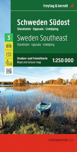 freytag & berndt Straßenkarte Schweden Südost 1:250.000: Straßen- und Freizeitkarte Stockholm - Uppsala - Linköping, Camping- und Stellplätze, Blatt 3