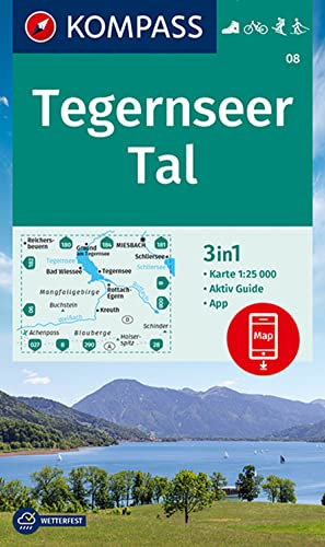 KOMPASS Wanderkarte 08 Tegernseer Tal 1:25.000: 3in1 Wanderkarte mit Aktiv Guide inklusive Karte zur offline Verwendung in der KOMPASS-App. Fahrradfahren. Skitouren. Langlaufen.