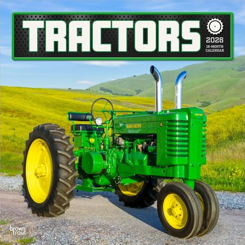 Tractors | 2026 12 x 24 Inch (Hanging) Monthly Square Wall Calendar | Plastic-Free | BrownTrout | Farm Rural Country