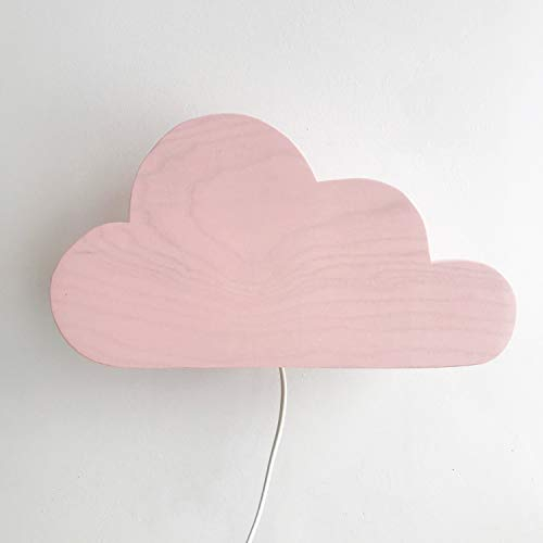 Clevere Kids Kinder-Wandlampe Alle meine Tiere | Handarbeit aus der EU | hochwertige Leselampe, Nachtlicht aus Holz | E14 (Wolke rosa)