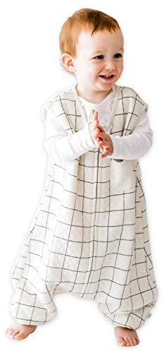 Tealbee Dreamsuit Toddler Sleep Sack with Feet – Walker Sleep Bag with Legs, Rayon made from Bamboo, Summer 0.8 TOG, 2-Way Zipper, 12m-2T - Checkered