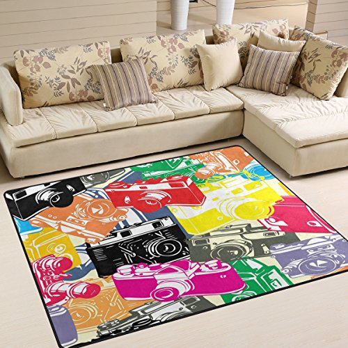 Use7 Teppich, Motiv Cartoon-Kamera, für Wohnzimmer, Schlafzimmer, Textil, Mehrfarbig, 160cm x 122cm(5.3 x 4 feet)