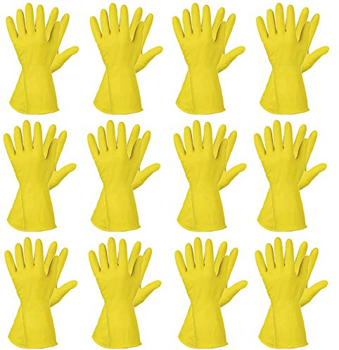 12 Paar Latex Haushaltshandschuhe Gummihandschuhe Spülhandschuhe Rollrand, Größe:10