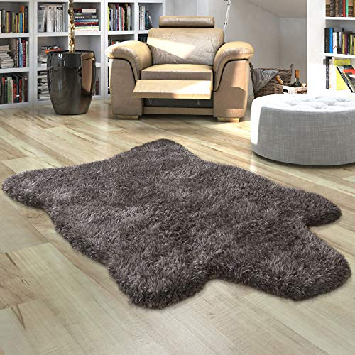 Paco Home Fellteppich Kunstfell XXL Imitat Flokati Stil Hochflor Versch. Größen u. Farben, Grösse:60x100 cm, Farbe:Anthrazit