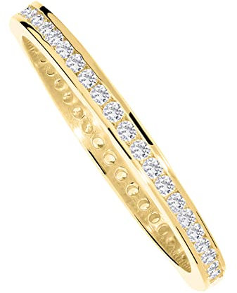 My Gold Goldring Echtes Gelbgold 333 Gold (8 Karat) Zirkonia Zart 3mm Ewigkeitsring Gr.58 Cora R-07950-G301-CZC-whi-W58