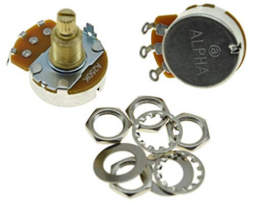 Alpha Potentiometer für Gitarre, Bass, 19,5 mm Messingschaft, A250K, 2 Stück