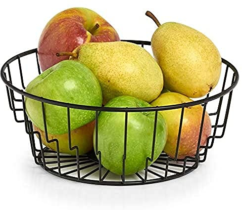 Zeller 27410 Obstkorb, Metall, schwarz, ca. Ø 24 x 9,5 cm, Obstschale, pulverbeschichtet