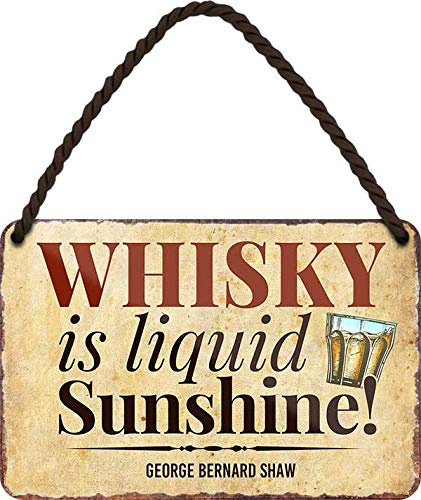 schilderkreis24 - Blechschilder Lustiger Spruch Alkohol: “Whisky is Liquid Sunshine!“ Deko Schild Geschenkidee für Whisky Fans 18x12 cm