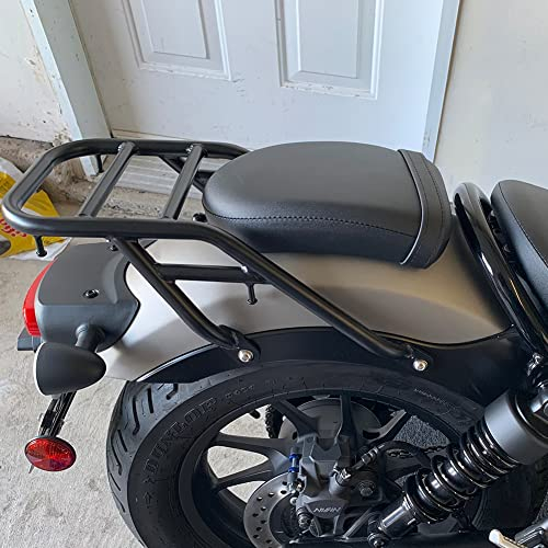 Motorrad hinten schwarz Gepäckträger Stützregal Passend für Serien Solo Sitz kompatibel mit Rebel 300 500 CMX500 2017 2018 2019 2020 2021 2022 Gepäckträger Heckkotflügelverkleidung