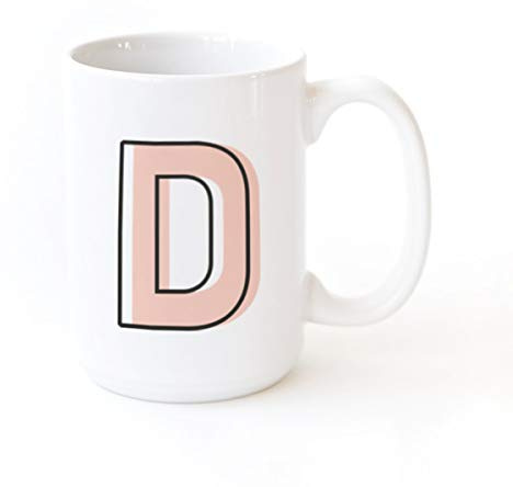 The Cotton & Canvas Co. Candy Pop Personalized Monogram Initial Letter D Coffee Mug Porcelain Ceramic Coffee Mug. For Her, For Him