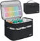 LEFOR·Z Medicine Storage Bag,Double Layers Pill Bottle Organizer Bag Empty with Lockable Zipper&Adjustable Divider,Medication Travel Carrying Case for Pills,Vitamins,Medical Supplies,Black