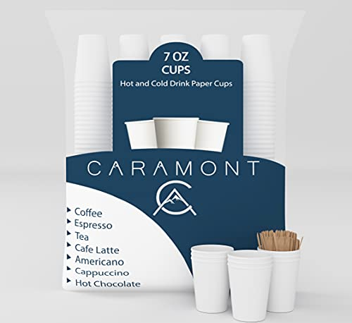 7 Oz 400 Gobelets en Carton avec Agitateurs en Bois,Écologique et Jetables,Résistant à la Chaleur,pour la Boisson Froide et Chaude en Carton de Qualité,Ideal pour Café,Thé,Anniversaire,etc