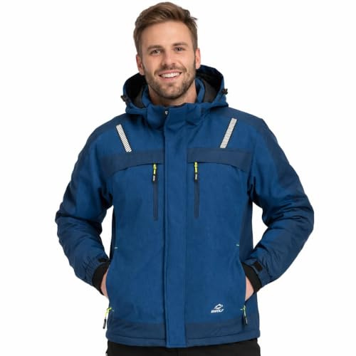BWOLF OLYMPIA Outdoor Jacken für Männer Arbeitsjacke Herren Winter Herren Winter Wasserdichte Winddichte Winterjacke Arbeitsjacke Warme mit Kapuze