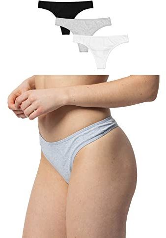 Snocks Tanga Damen aus Bio-Baumwolle (3er Pack) - String Damen Klassisches Design - Angenehmes Tragegefühl ohne Einschneiden - Unsichtbare Unterwäsche im Alltag - Mix (Weiß/Grau/Schwarz) - M