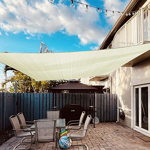 Dripex Sonnensegel wasserdicht Sonnenschutz Set 4X5 m inkl Befestigungsseile Rechteckig Polyester Imprägniert 95% UV Schutz Windschutz Wetterschutz für Balkon Garten Terrasse - Cremeweiß