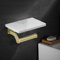 HOIMPRO Porte-Rouleau de Papier Toilette en Acier Inoxydable doré avec étagère en marbre Naturel, Support Mural pour Salle de Bain, Cuisine, Toilettes, Chambre à Coucher (Blanc)