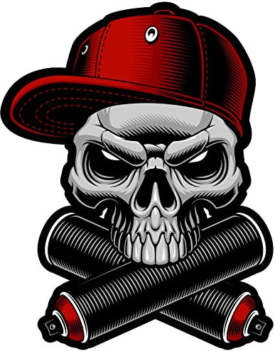 Samunshi Street Art Skull Spraycan Aufkleber Autoaufkleber für Motorrad Fahrrad Roller oder Auto Sticker Graffiti Urban Streetart Hiphop Urbanart (8x10cm Street Art Skull Spraycan)