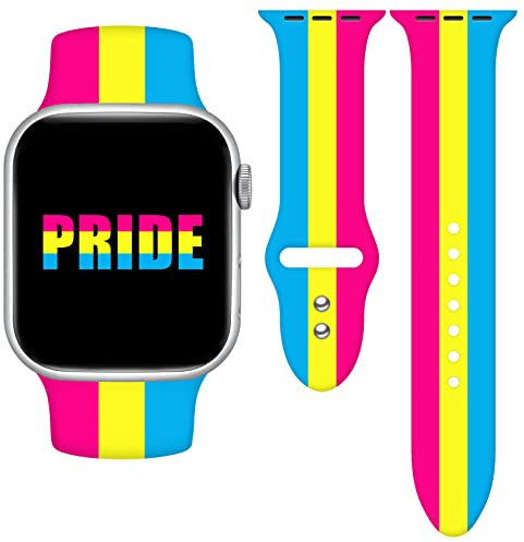 Pan Pansexual Pride LGBTQ Uhrenarmband kompatibel mit Apple Watch 38 mm 40 mm 41 mm Damen Herren austauschbare Silikon Smartwatch Armbänder für iWatch Serie SE 7 6 5 4 3 2 1