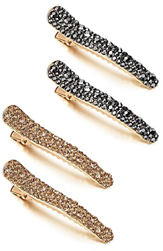 Clyhon Fermagli per Capelli Strass, 4 Pezzi Diamante Mollette per Capelli, Strass Perni di Capelli, Barrette per Capelli Metallo,Donne, Festa Quotidiana da Sposa