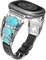 Minyee Lederband, kompatibel mit Fitbit Versa 4/Versa 3/Sense 2/Sense Band Damen, Westerntürkis, Boho, Vintage, Cowboy, Retro-Schmuck, verstellbar, schmal, Ersatzarmband für Versa 4/Sense