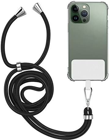 MyGadget Cordino Universale con Linguetta in Nylon per Cover di Smartphones - Corda | Catena compatibile con Custodia di Cellulari - Nero