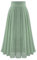 Skirt Damen Lang A Linie Chiffonrock Faltenrock Hohe Taille Midi Rock Fashion Maxi High Waist Röcke Falten Taille Linie Maxi Skirt Tüllrock Grün