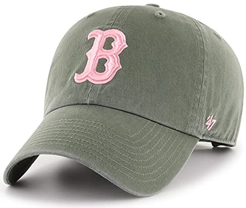 '47 47 MLB Moss Pink Clean Up Adjustable Hat Cap, Adult One Size, Boston Red Sox Moss Pink, One Size